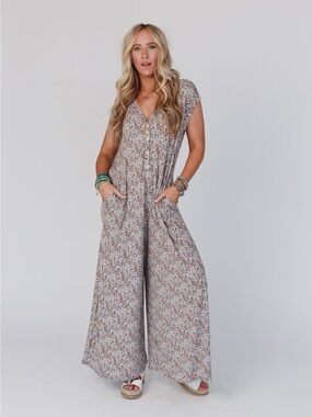 Three Bird Nest Daphne Floral Wide-Leg Jumpsuit